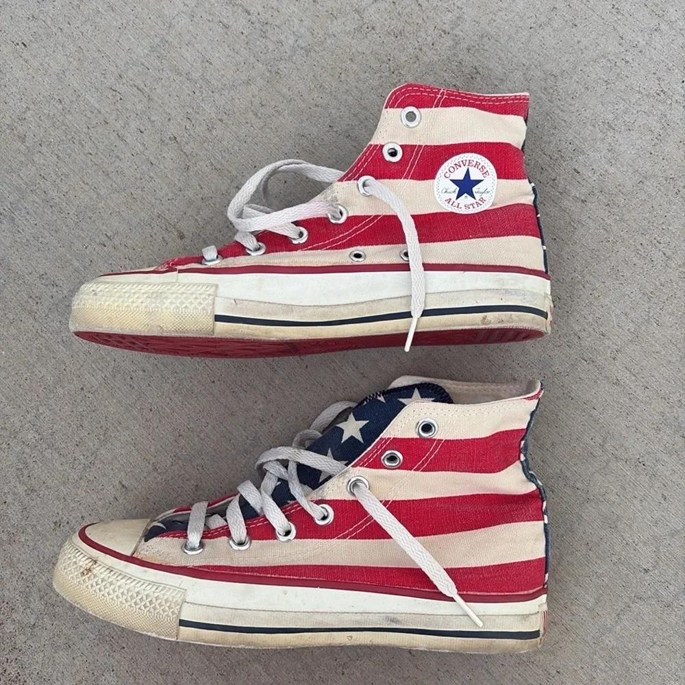 Converse All Star American Flag High Top Sneakers – Made in USA – Youth Size 4.5